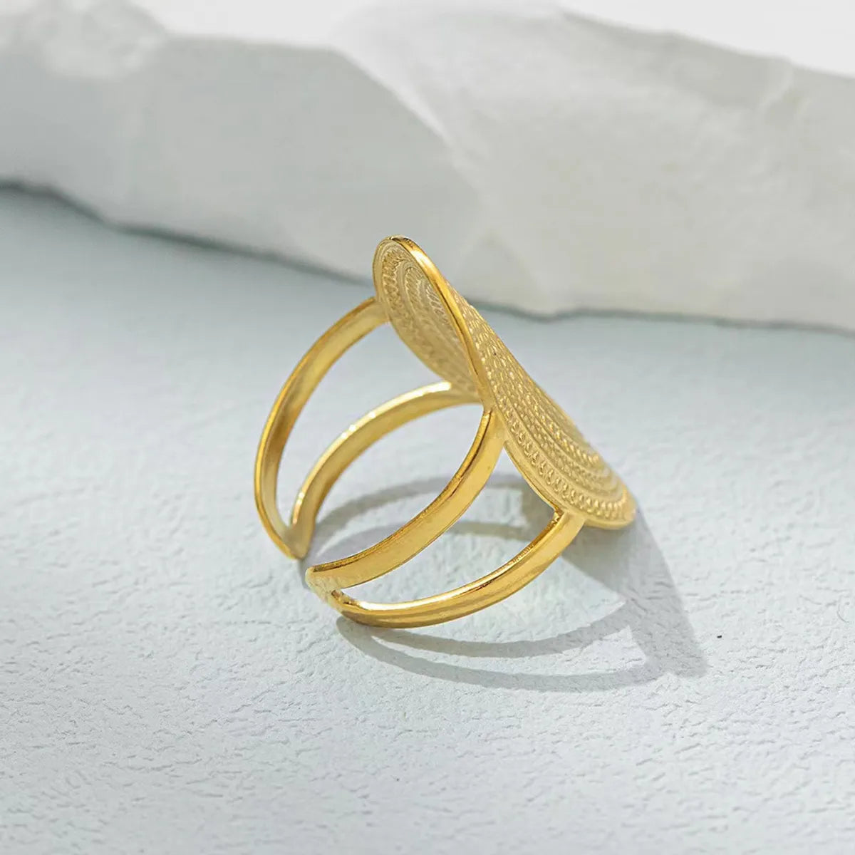 Retro Geometric Titanium Steel Plating 18k Gold Plated Open Rings