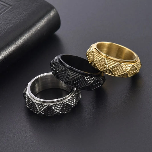 Retro Geometric 304 Stainless Steel Plating 18K Gold Plated Men'S Rings