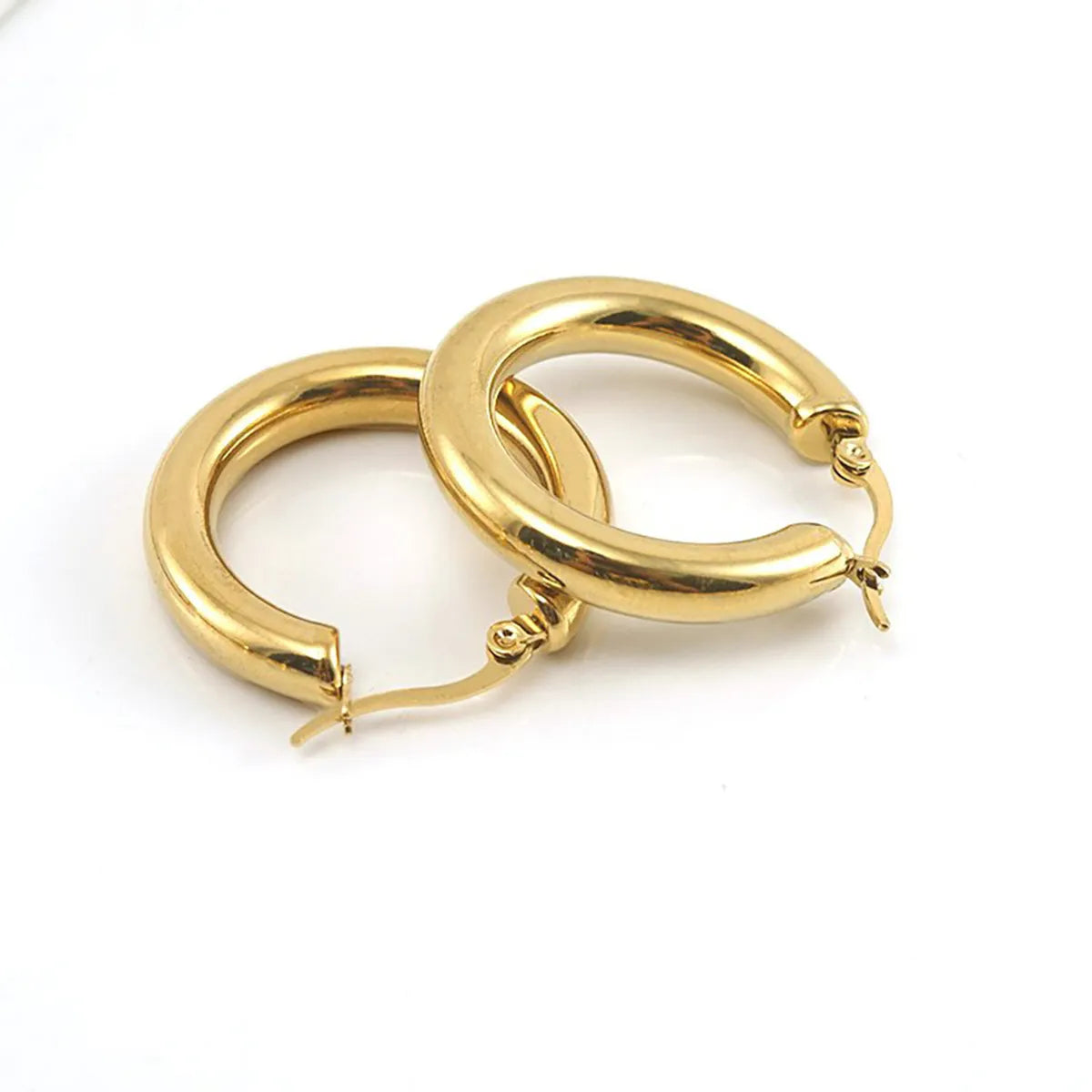 Retro Geometric Titanium Steel Plating Hoop Earrings 1 Pair