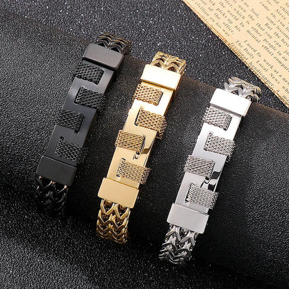 Retro Geometric Titanium Steel Plating 18K Gold Plated Men'S Bracelets