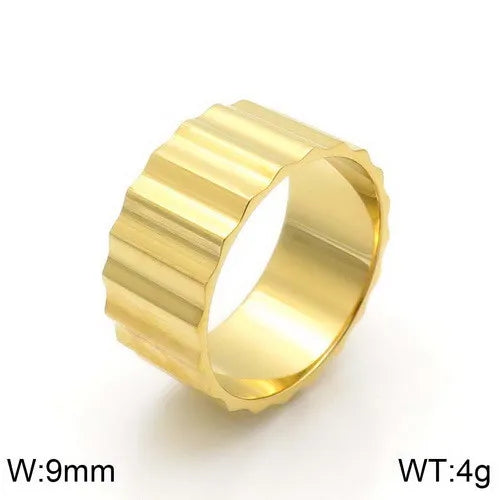 Retro Geometric Titanium Steel Plating 18K Gold Plated Unisex Rings