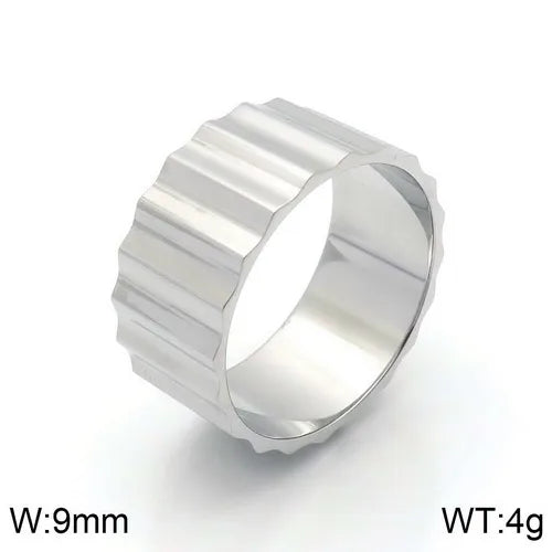 Retro Geometric Titanium Steel Plating 18K Gold Plated Unisex Rings