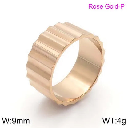 Retro Geometric Titanium Steel Plating 18K Gold Plated Unisex Rings