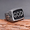 Retro Geometric Titanium Steel Polished Ring For Men And Unisex Statement Index Finger Ring