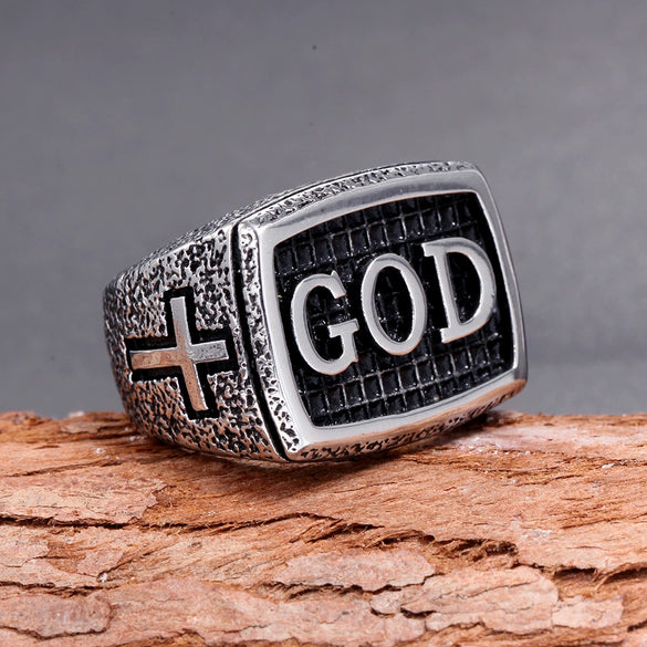 Retro Geometric Titanium Steel Polished Ring For Men And Unisex Statement Index Finger Ring