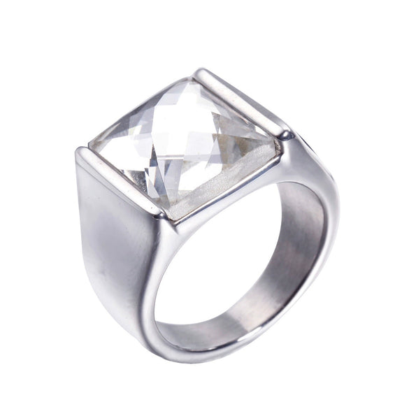 Retro Geometric Titanium Steel Ring With Pomegranate Red Accent Electroplated Unisex Statement Jewelry