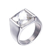 Retro Geometric Titanium Steel Ring With Pomegranate Red Accent Electroplated Unisex Statement Jewelry