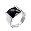 Retro Geometric Titanium Steel Ring With Pomegranate Red Accent Electroplated Unisex Statement Jewelry