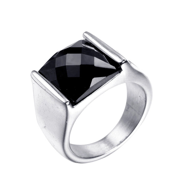 Retro Geometric Titanium Steel Ring With Pomegranate Red Accent Electroplated Unisex Statement Jewelry