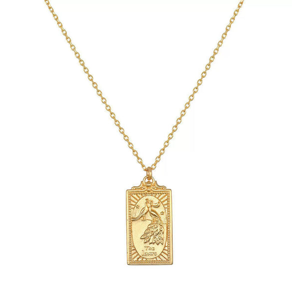 Retro Geometric Titanium Steel Tarot Pendant Necklace With Electroplating For Women