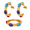 Retro Geometric Ushape 316L Stainless Steel Gold Plated Jewelry Set For Women