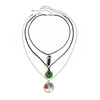 Retro Geometric Women's Ring Ping An Buckle Crystal Pendant Necklace With Leather Wax Thread Iron Chain Alloy Electroplating