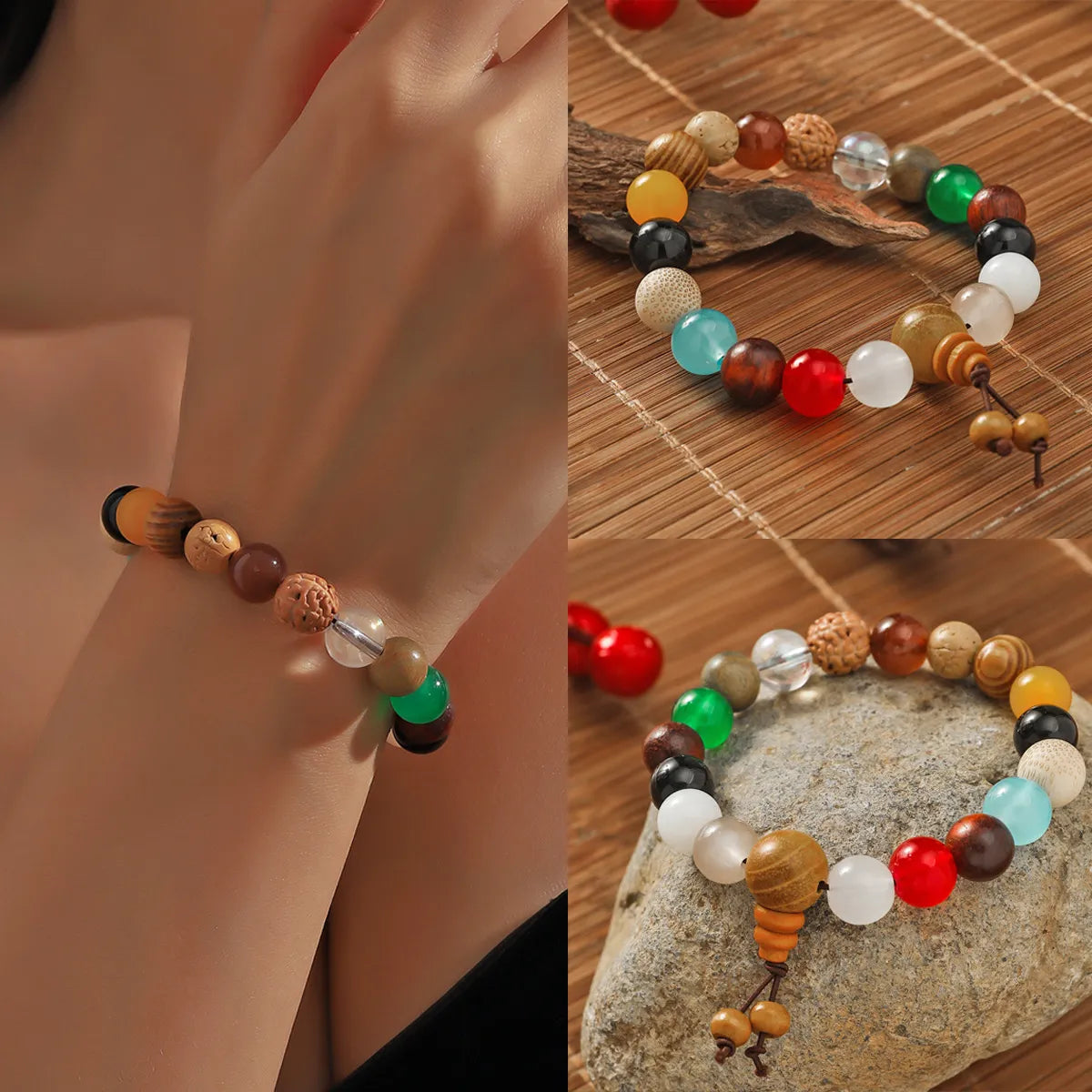 Retro Geometric Wooden Beads Beaded Unisex Bracelets