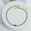 Retro Geometric Zircon Necklace With Asymmetric Pendant And Textured Titanium Steel Chain Electroplated Fashion Jewelry