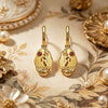 Retro Goddess Relief Stainless Steel Jewelry Set With Red Zircon Necklace Earrings Bracelet And Ring