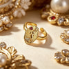 Retro Goddess Relief Stainless Steel Jewelry Set With Red Zircon Necklace Earrings Bracelet And Ring