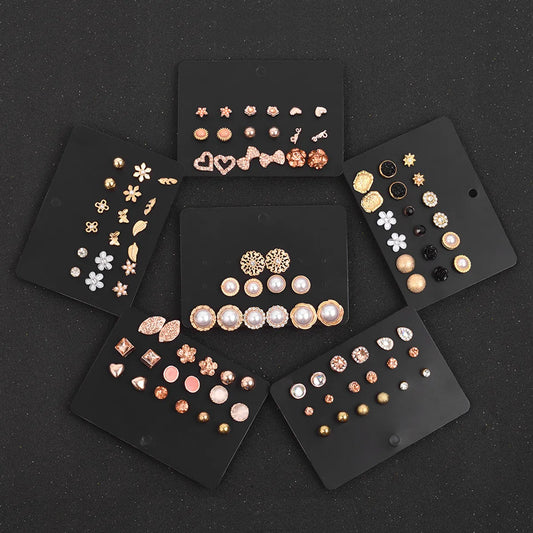 Retro Gold Earrings Set 9 Pairs