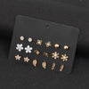 Retro Gold Earrings Set 9 Pairs