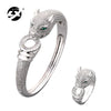 Retro Gold Plated Copper Leopard Bracelet And Ring Jewelry Set With Electroplated Animal Zodiac Design For Men And Women