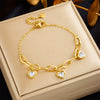 Retro Gold Plated Love Pendant Titanium Steel Chain Bracelet For Women With Electroplating Treatment