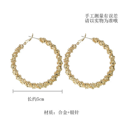 European And American Ins Retro Aloofness Style Gold-Plated Minimalist Gold Earrings Women'S Metal Large Round Ring Earrings Women'S High-Grade