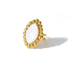 Retro Gold Plated Stainless Steel Oval Ring For Women With Acrylic Inlay And Geometric Design