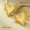 Retro Gold Stainless Steel Earrings With Love Hammer Pattern And Electroplating For Women