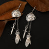 Retro Gothic Punk Figure Hand Mask Cross Dagger Earrings For Women Alloy Electroplated
