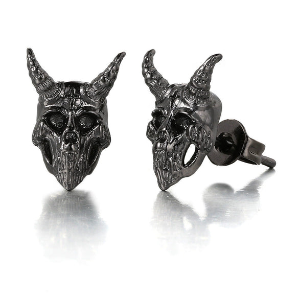 Retro Gothic Punk Skull Hiphop Earrings Copper