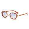 Retro Gradient Color Solid Color Leopard Pc Oval Frame Full Frame Women'S Sunglasses