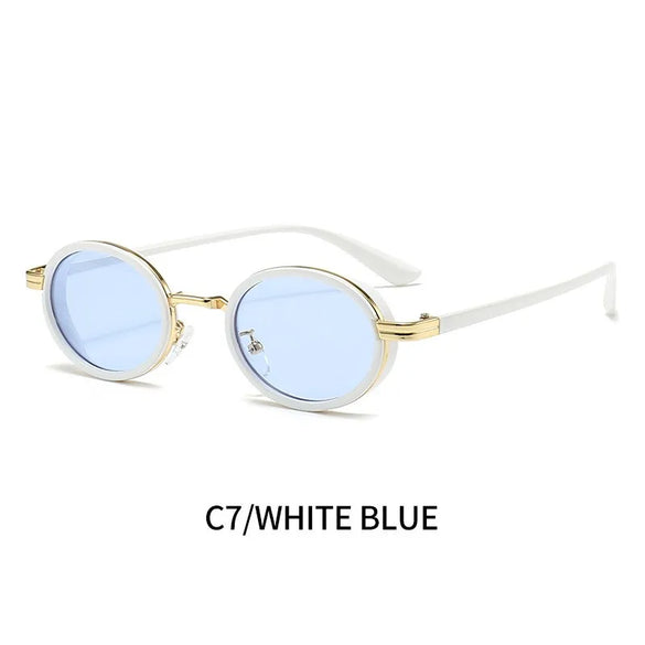 Retro Gradient Color Solid Color Leopard Pc Oval Frame Full Frame Women'S Sunglasses