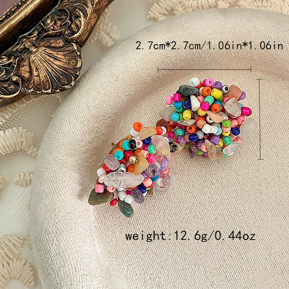 Retro Gravel Starfish Flower Geometric Titanium Steel Women Earrings Electroplated