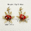 Retro Gravel Starfish Flower Geometric Titanium Steel Women Earrings Electroplated