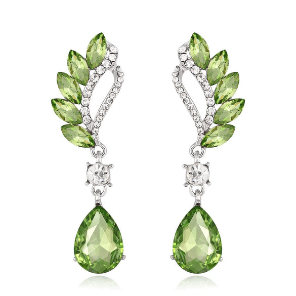 Retro Green Crystal Drop Earrings With Electroplated Zinc Alloy Constellation Design Exquisite Fashion Jewelry
