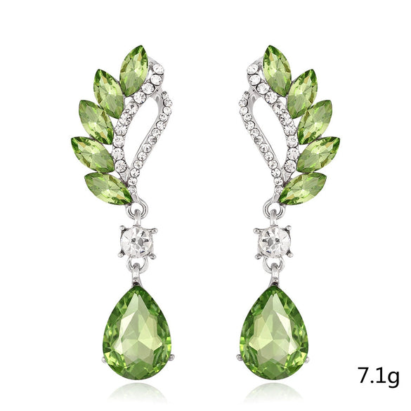 Retro Green Crystal Drop Earrings With Electroplated Zinc Alloy Constellation Design Exquisite Fashion Jewelry