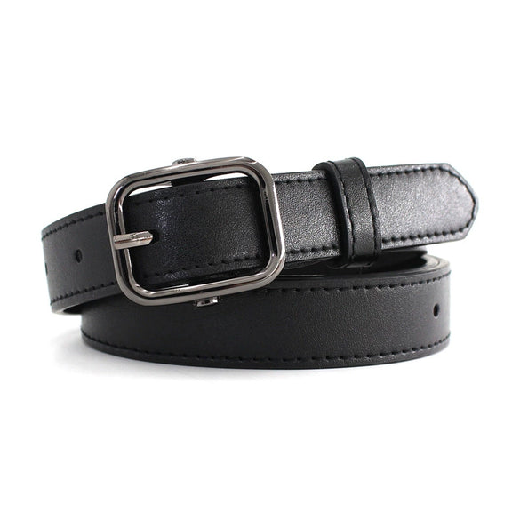 Retro Gun Black Alloy Buckle Faux Leather Fashion Belt For Women All Match Thin Jeans Style
