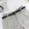 Retro Gun Black Alloy Buckle Faux Leather Fashion Belt For Women All Match Thin Jeans Style