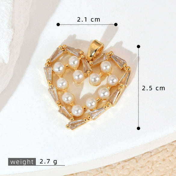 Retro Halfembellished Love Heart Shape Copper Electroplated Pendant Necklace For Women