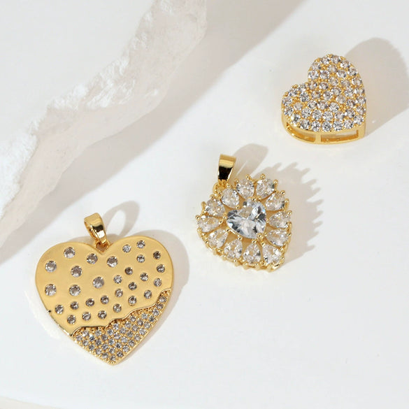 Retro Halfembellished Love Heart Shape Copper Electroplated Pendant Necklace For Women