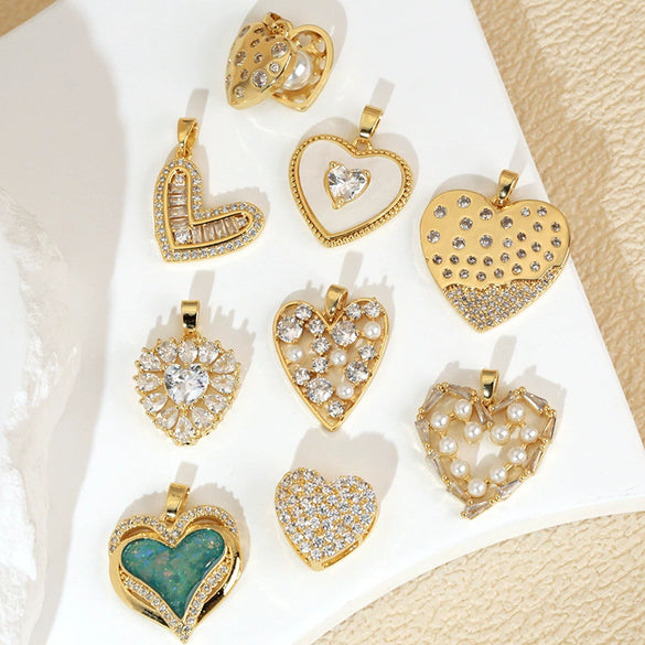 Retro Halfembellished Love Heart Shape Copper Electroplated Pendant Necklace For Women