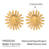 Retro Hammered Geometric Stainless Steel Stud Earrings And Ring For Girls With Electroplating High End Jewelry Accessories