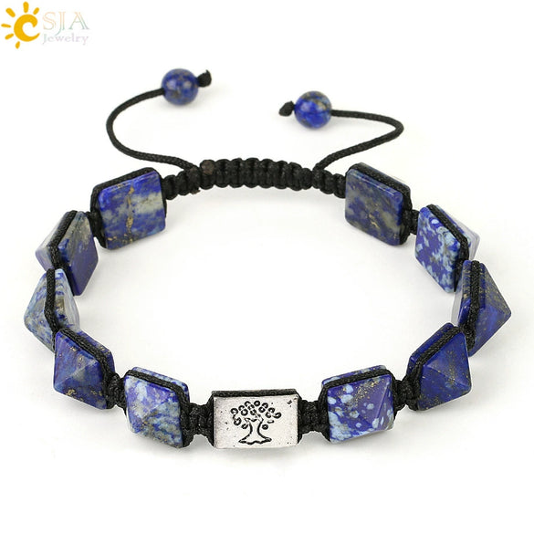 Retro Hand Woven Natural Crystal Bracelet With Tapered Tree Of Life Pendant Colorful Stone Bracelet For Women And Unisex