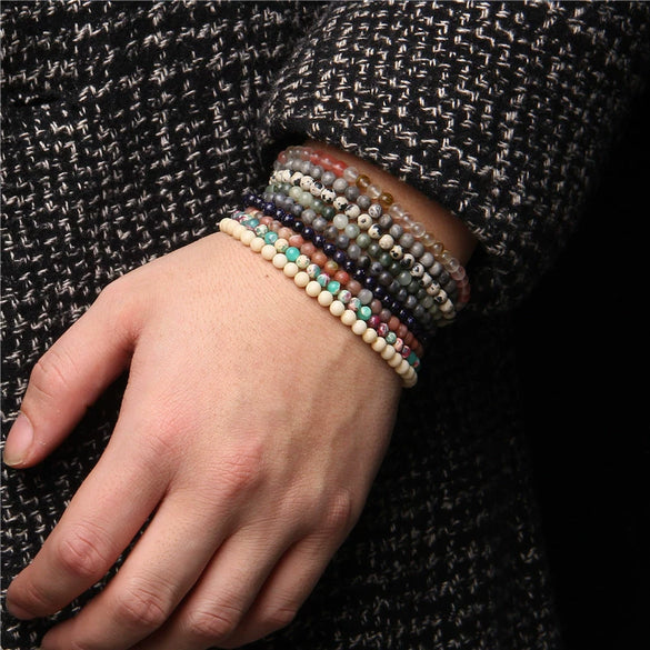 Retro Handmade Crystal Bead Stretch Bracelet With Geometric Design Unisex Fashion Jewelry