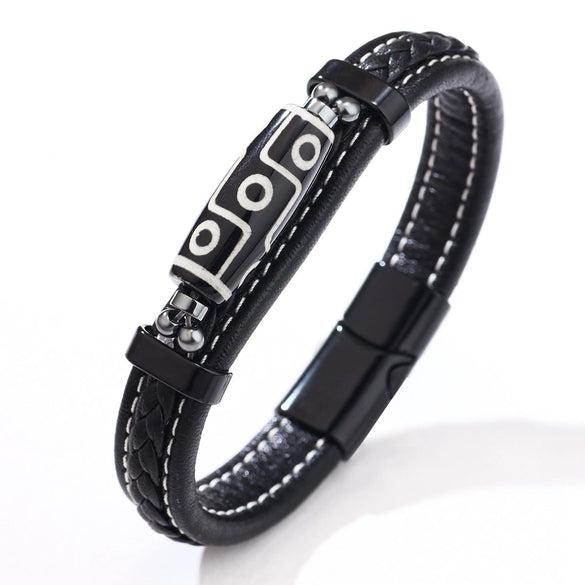 Retro Handwoven Alloy Leather Bracelet Unisex Electroplated