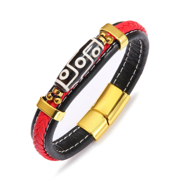 Retro Handwoven Alloy Leather Bracelet Unisex Electroplated