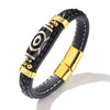 Retro Handwoven Alloy Leather Bracelet With Letters Numbers Text Electroplating For Men And Women
