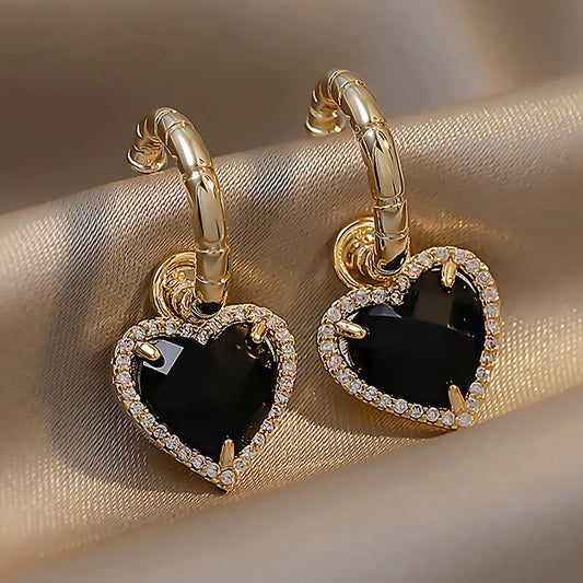 Retro Heart Inlaid Rhinestone Geometric Earrings Wholesale Gooddiy