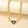 Retro Heart Shape Alloy Plating Inlay Zircon Gold Plated Women'S Pendant Necklace