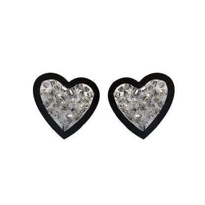 Retro Heart Shape Arylic Irregular Inlay Artificial Crystal Women'S Ear Studs