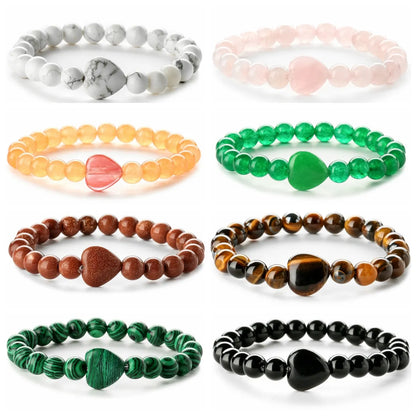 Retro Heart Shape Beaded Natural Stone Bracelets 1 Piece